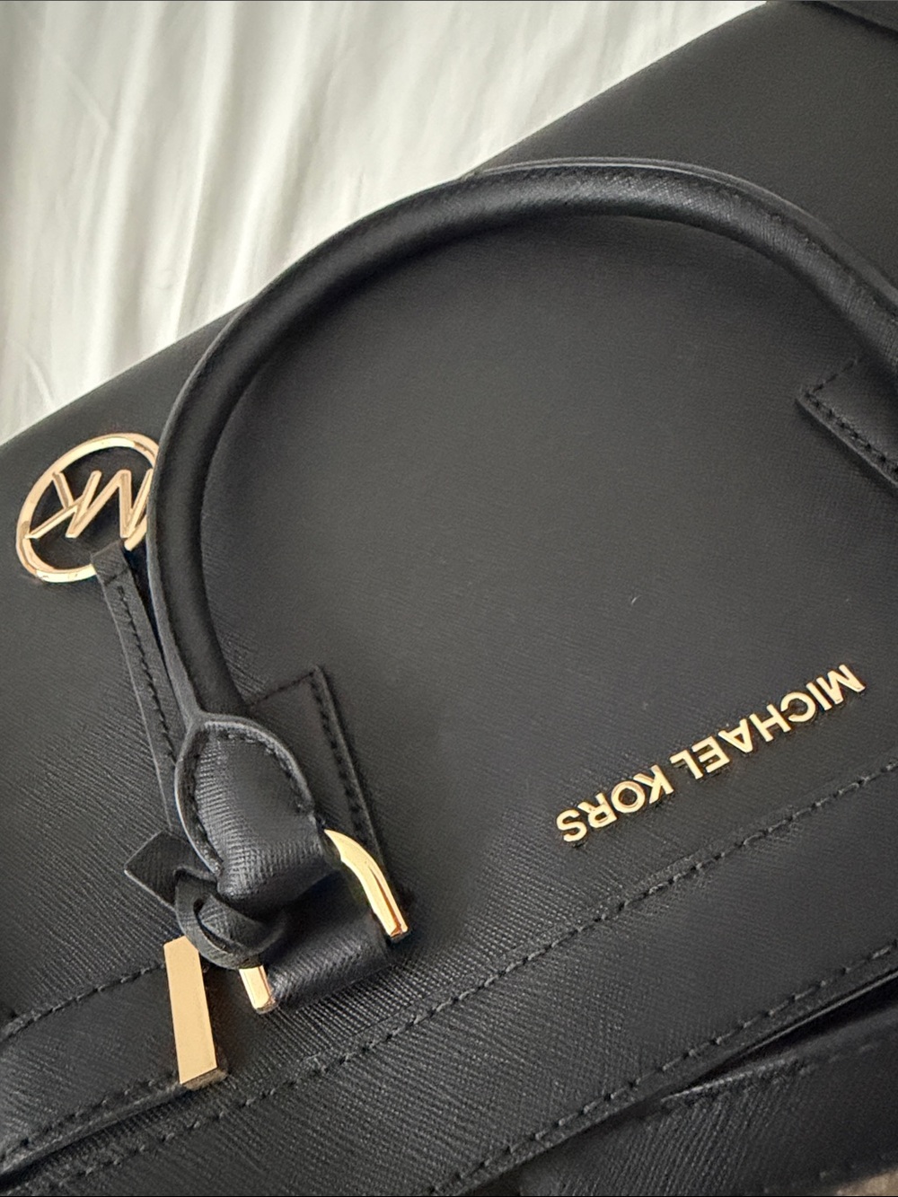 Michael Kors Black Saffiano Satchel with Gold Hardware - Picture 7 of 12